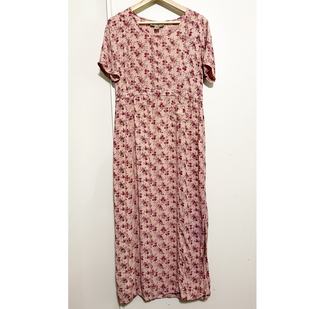 Vintage 90s Pink Floral Maxi Dress M